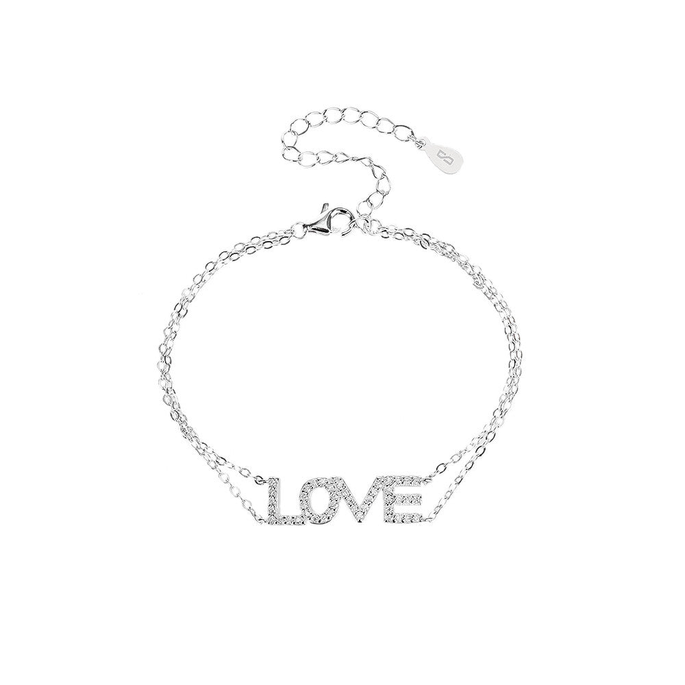צמיד שרשרת אביב – כסף 925 עם תליון LOVE
